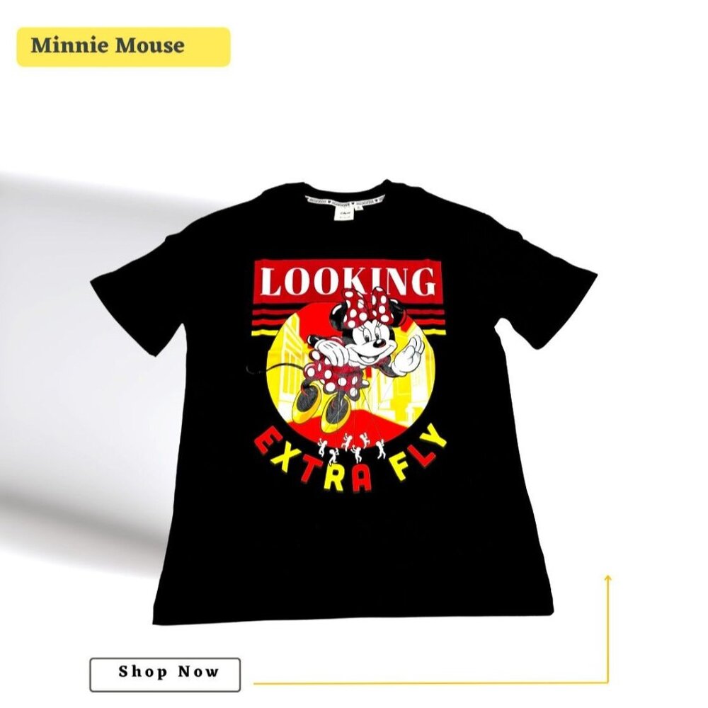 Disney Adult Girls Looking Extra Fly Minnie Mouse T Shirt Black Size L NWT - Picture 3 of 7